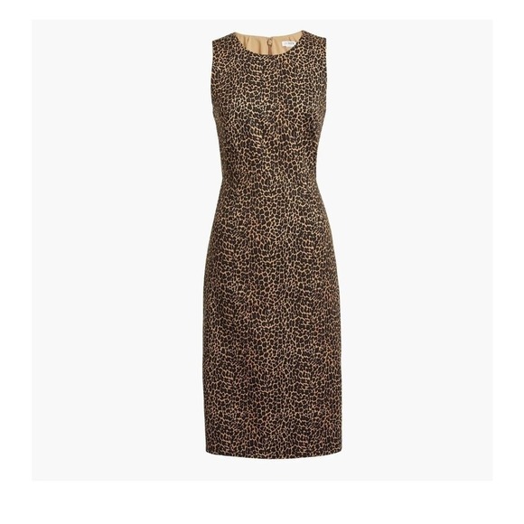 J Crew Leopard Print Sheath Dress Womens Career Work Party Day To Night Sz 4 - Picture 5 of 13